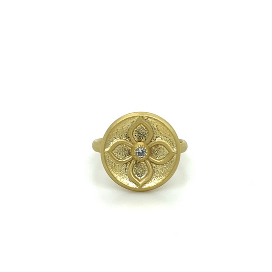 Marquis Flower Design with a Diamond Center Matte Polish Ring - Jewelheistla
