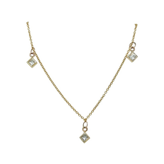 Pretty Princess Cut Diamond Necklace - Jewelheistla