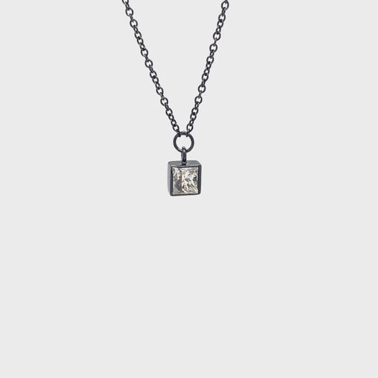 Lovely Princess Cut Diamond Pendant Necklace available in 14kt  Black Gold