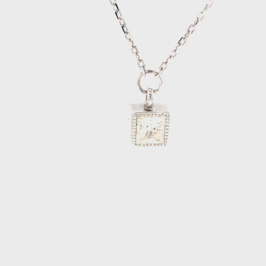 Lovely Princess Cut Diamond Pendant Necklace available in 14kt White Gold