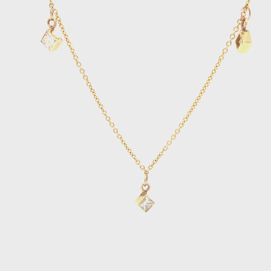 Pretty Princess Cut Diamond Necklace