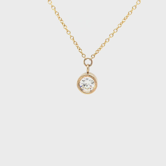 Classic Solitaire Pendant. Milgrain work done by hand.